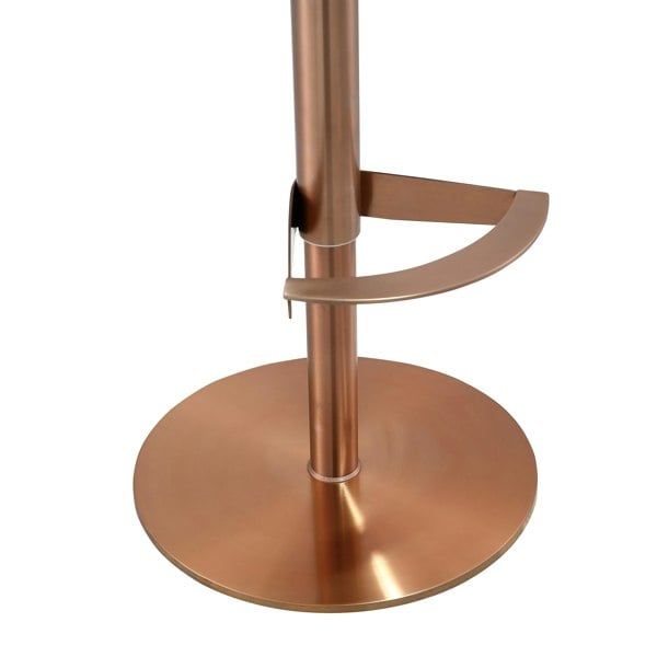 Furniture Edit Loosha Cafe Au Lait Performance Vegan Leather and Rose Gold Adjustable Bar Stool