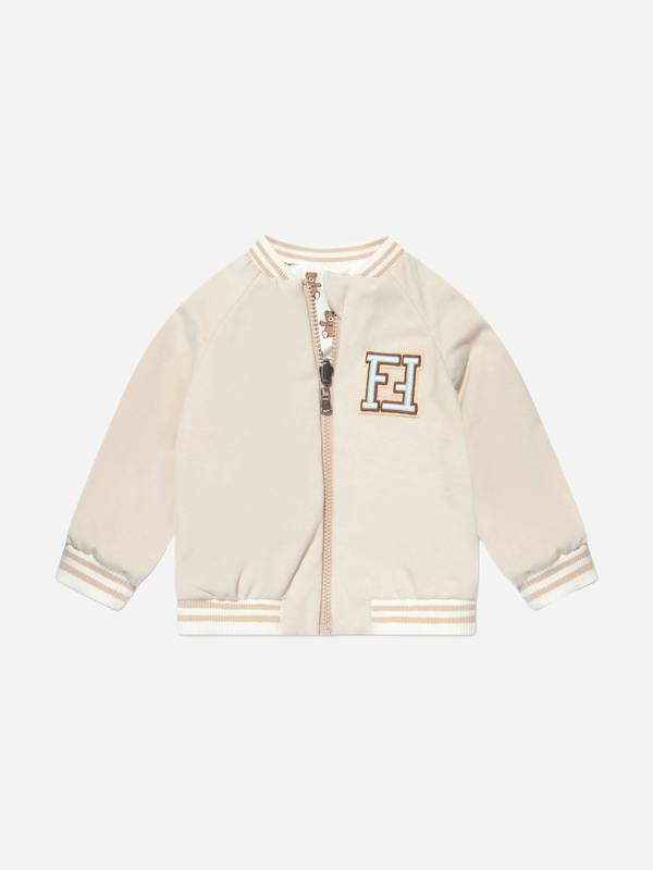 Fendi Kids Fendi Baby Reversible Bear Zip Up in White
