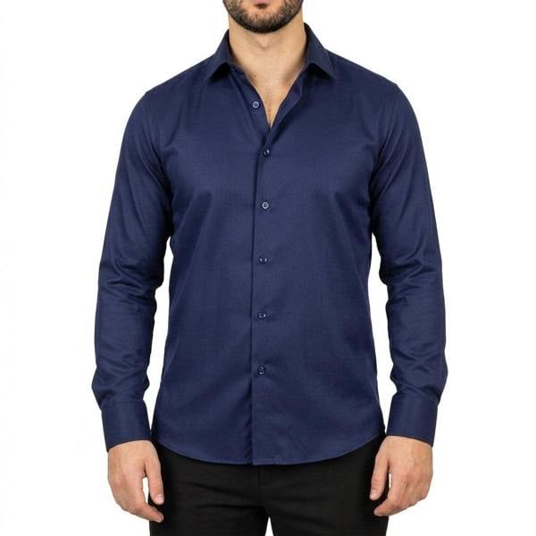 Men's Navy Double Cuff Oxford Shirt - TruClothing.com - 1