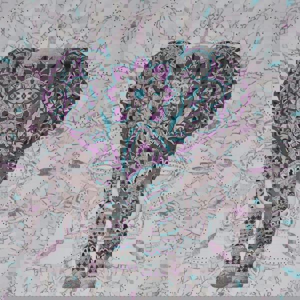 Smart Living Reversible Polycotton Elephant Mandala Duvet Cover and Pillowcase Set - Purple