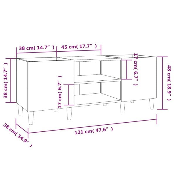 Berkfield Record Cabinet White 121x38x48 cm Engineered Wood