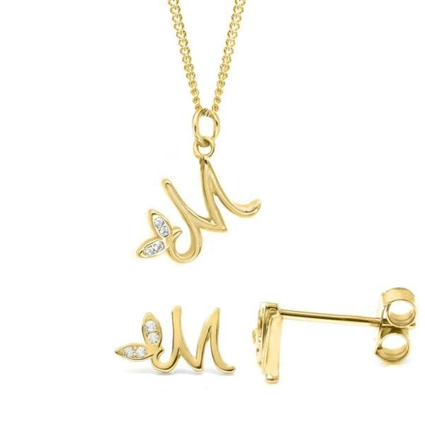 Say It With Dainty Winged Initial Bundle - Yellow Gold