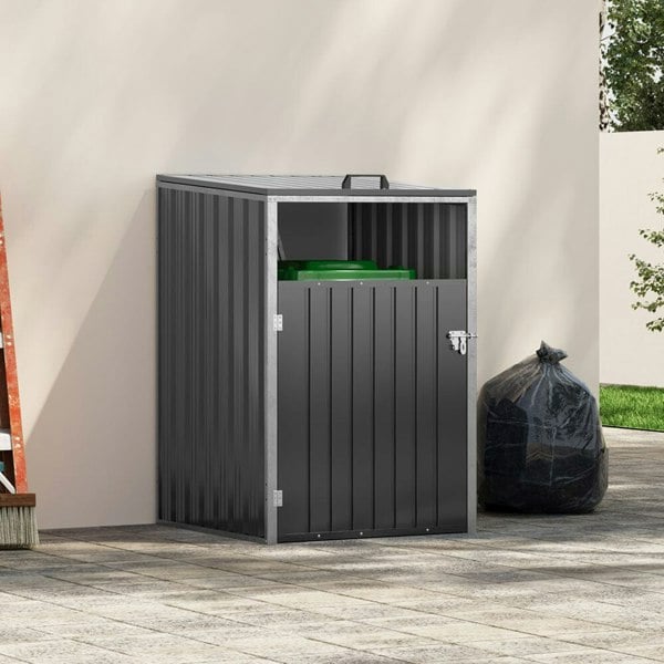 Metal Outdoor Bin Shed for 1/2/3/4 Trash Bins Living and Home 