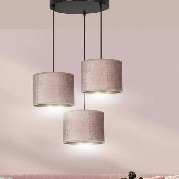 Emibig HILDE Pendant lamp 3 x E27 Black with Pink Shade
