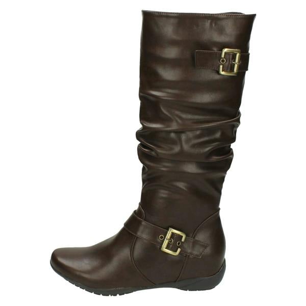 Down to Earth Ladies Down To Earth Flat High Leg Rouched Boots