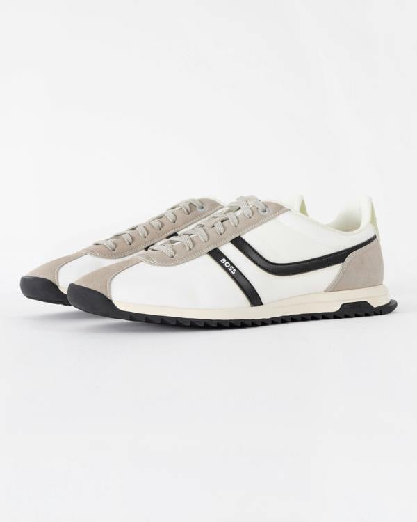 BOSS Orange Zayn Mens Logo Trainers with Faux Suede Trims - Open Grey 063