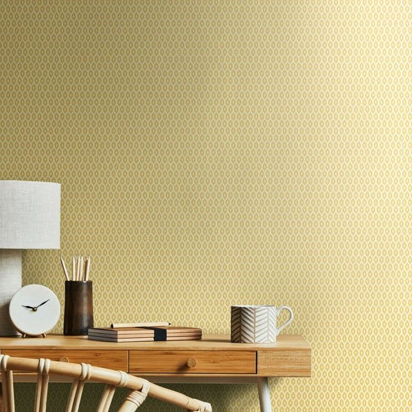 Hoopla Walls Tiny Ogee - Straw 10m Wallpaper