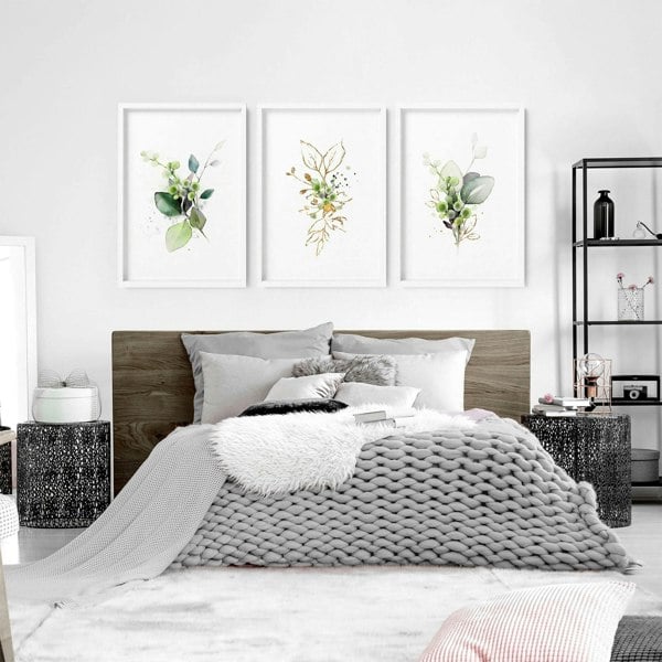 Bedroom decor for walls | set of 3 wall art prints