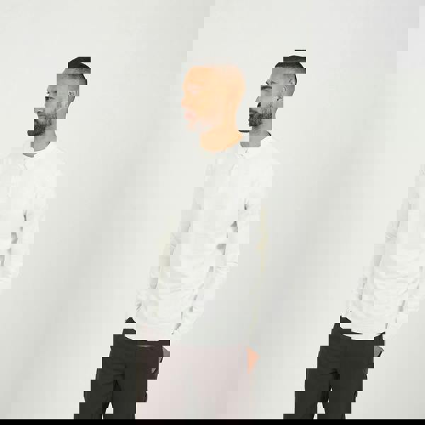 Brave Soul Off White Long Sleeve Knitted Polo - Off White Image 1