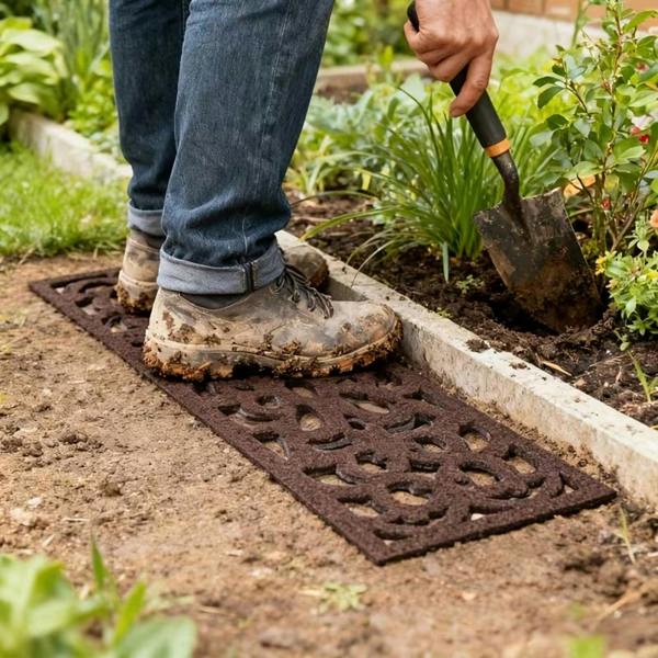 Nicoman Victorian Style Eco-Friendly Rubber Step Mat - Brown - Indoor/Outdoor