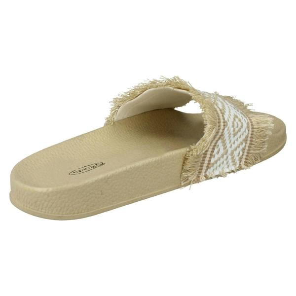 Spot On Ladies Spot On Fringe Trim Sliders