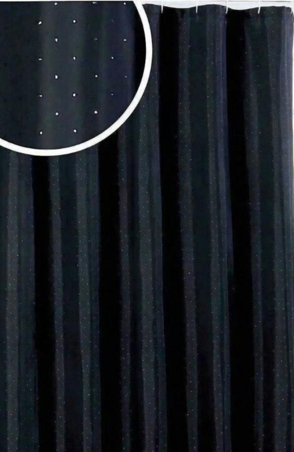Blue Canyon Black Diamante Polyester Shower Curtain - 180x180cm