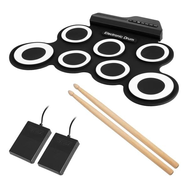 Gr8 Home Electronic 7 Pad Drum Kit Mat Set Roll Up Digital Instrument