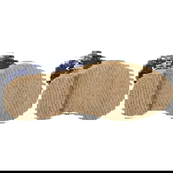 Hush Puppies Megan Womens Tall Hi Zip Up Mid Calf Boots, navy blue winter boots with faux fur lining and side zipper, featuring a beige rubber sole with textured grip.