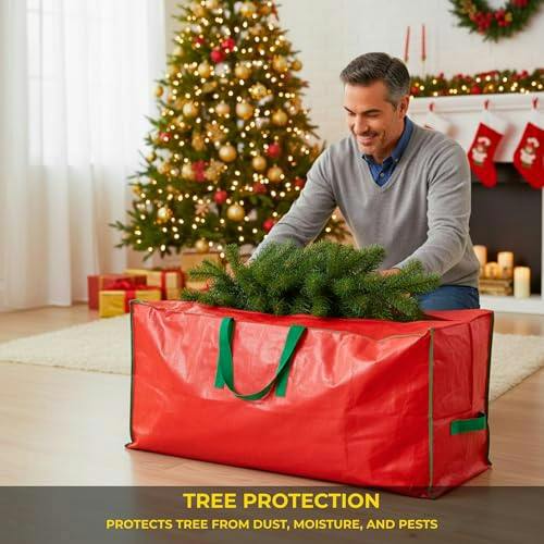 7.5ft Red Christmas Tree Storage Bag for Disassembled Artificial Trees with Zip Fastening image 8