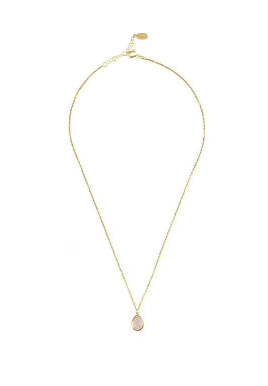 Latelita Pisa Mini Teardrop Necklace Gold Rose Quartz