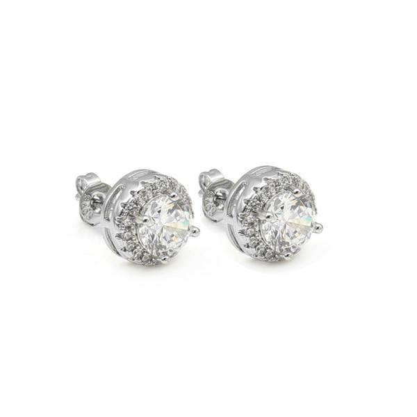 Say It With Round Cut Halo Earrings - Silver