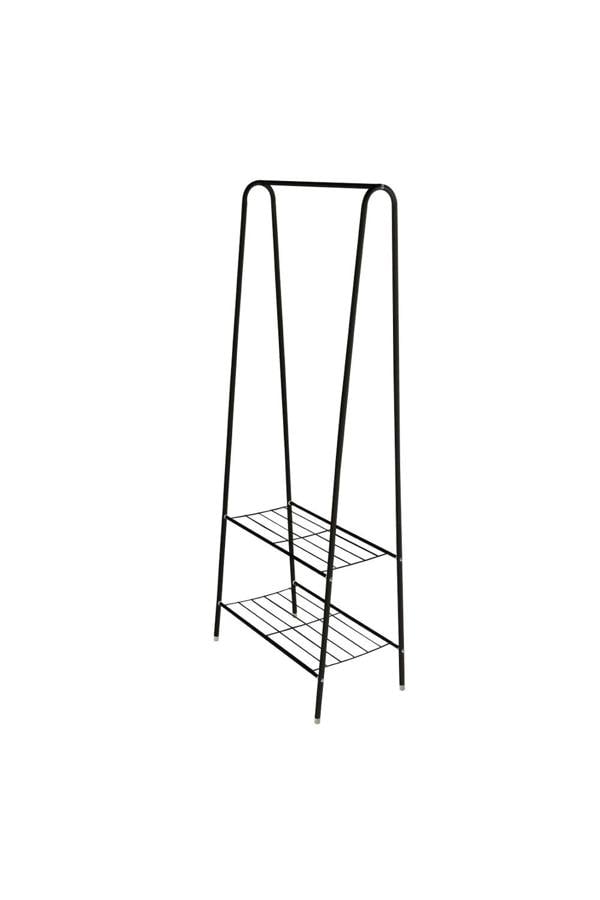 Living and Home Freestanding Metal Clothing Rack Garment Holder with 2-Tier Wire Shelf