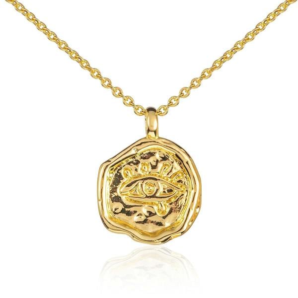 Gold Plated Organic Evil Eye Pendant Necklace for Women - namana.london