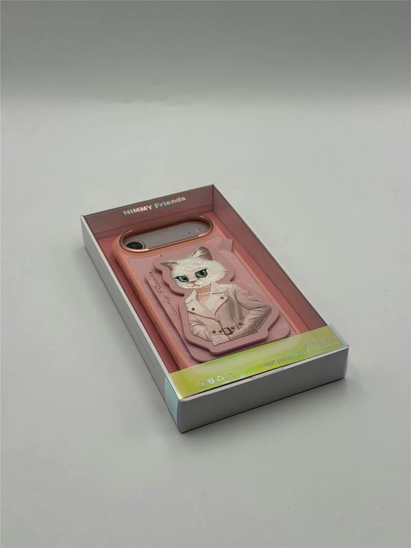 Nimmy Friends Nimmy White Cat Magnetic Combo Case with Detachable MagSafe Card Holder Stand for iPhone 17 Air 6.5" Pink - N-CXMC-KTZH-IP17-AIR-04