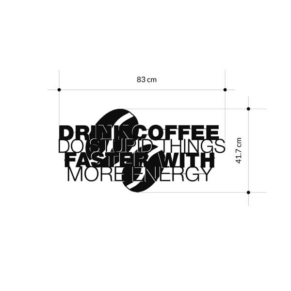 Decortie Coffee for More Energy Metal Art Wall Home Decorative Ornament, Black