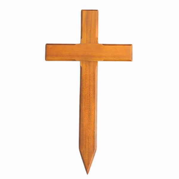 Memorials Direct Personalised Mahogany Memorial Cross, Feather – Durable Wooden Grave Marker for Outdoor Use - 65cm
