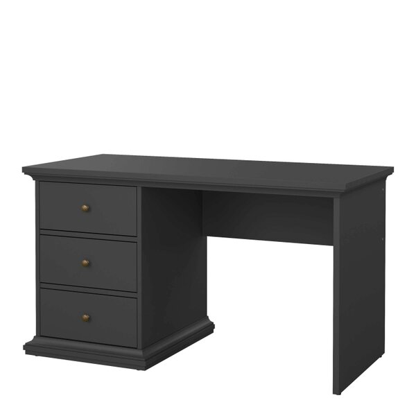 Wyld Haus Osaka Farmhouse Dark Grey Wooden Desk 3 Drawers
