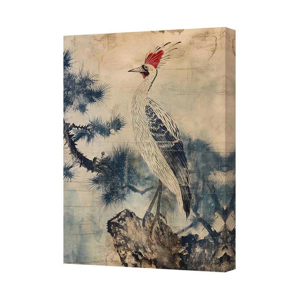 Benjamin Tate Design Crane On Rock Canvas Wall Art Print Nature Inspired Decor