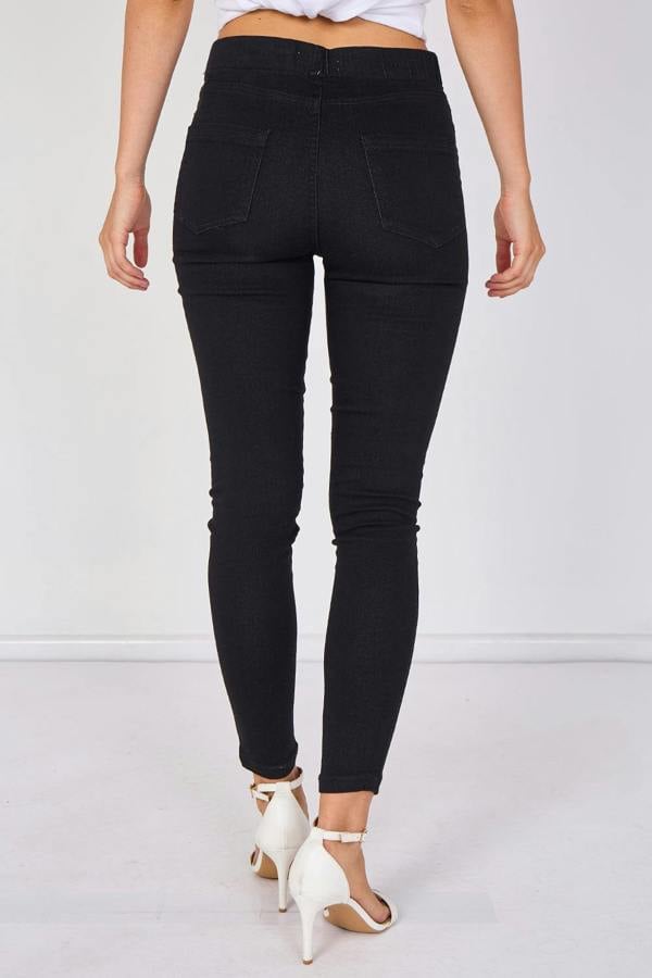 Women's Black High Waisted Skinny Fit Stretch Jeans Jeggings with Elasticated Waist