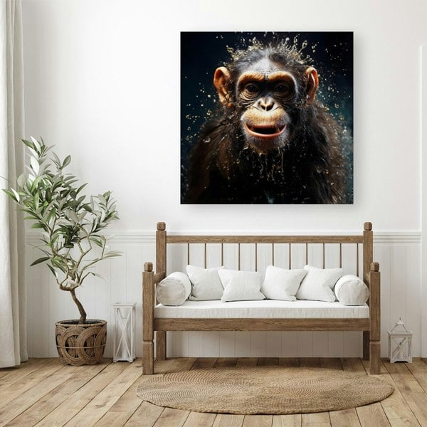 Warren Reed Realistic Monkey Face Splash Art Canvas