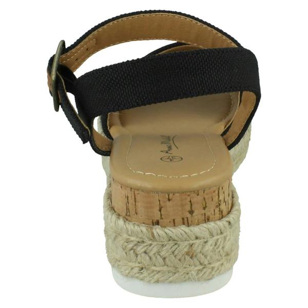 Anne Michelle Ladies Mid Platform Wedge Espadrille Mule Sandal with Buckle Ankle Strap F12091