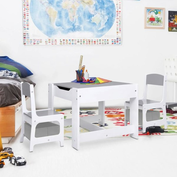 Berkfield Children's Table with 2 Chairs White MDF