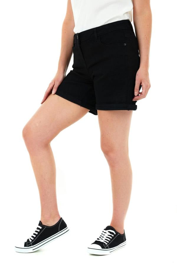 Smart Living Ladies Boyfriend Denim Shorts - Black