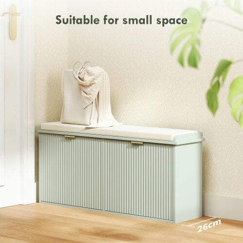 Wyld Haus Reraha Mint Green Wooden 10 Pair Shoe Bench With Cushioned Top