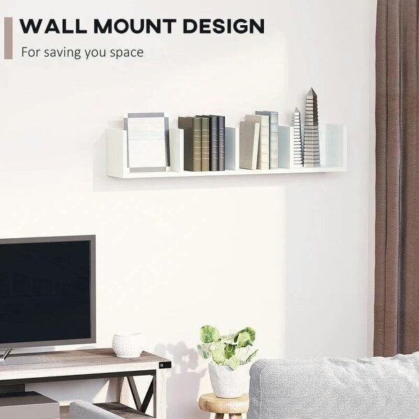 Bobobiy Wall Mount 84 CD / 56 DVD/Blu-ray/ Media Storage Rack 4 Cubes Wooden Shelf Organizer Unit Bookcase Display (White)