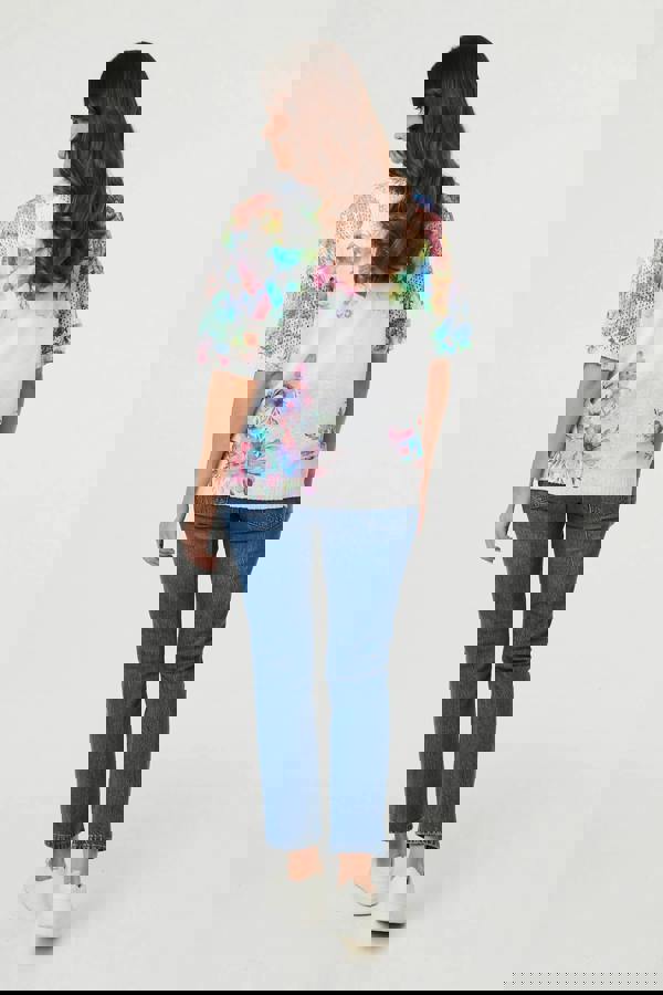 White | Floral Knit Textured Relaxed Top