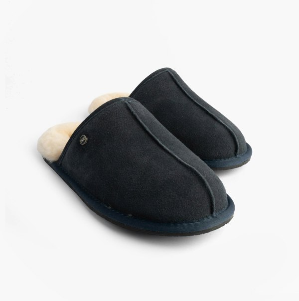 HOS Sheepskin EDWIN Mens Slippers Navy
