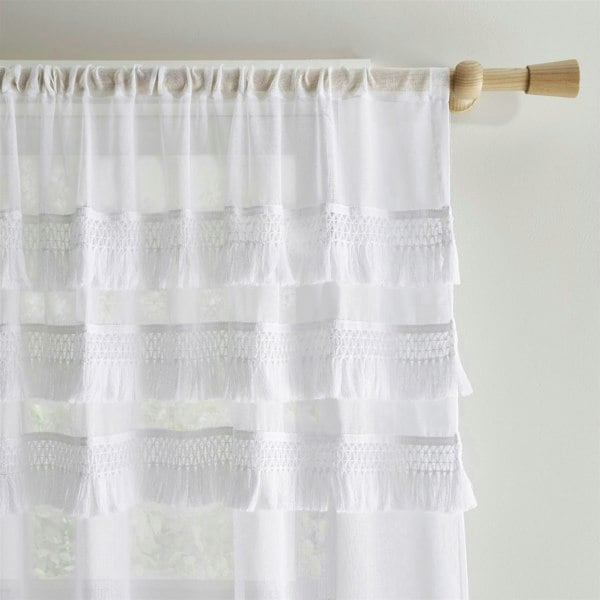 Pineapple Elephant Izmir White Tab Top Voile