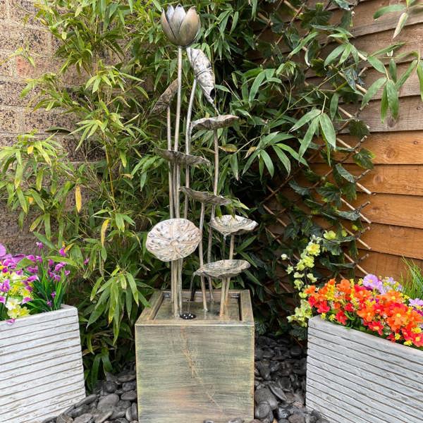 Tranquillity Water Features Grand Zinc Flower Modern Metal Water Feature