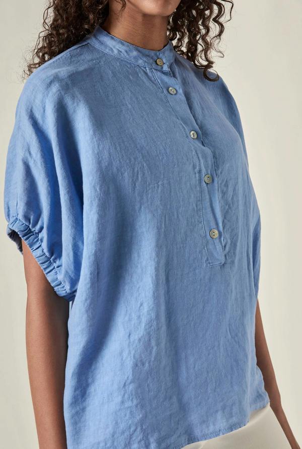 James Lakeland Relaxed Blue Linen Blouse