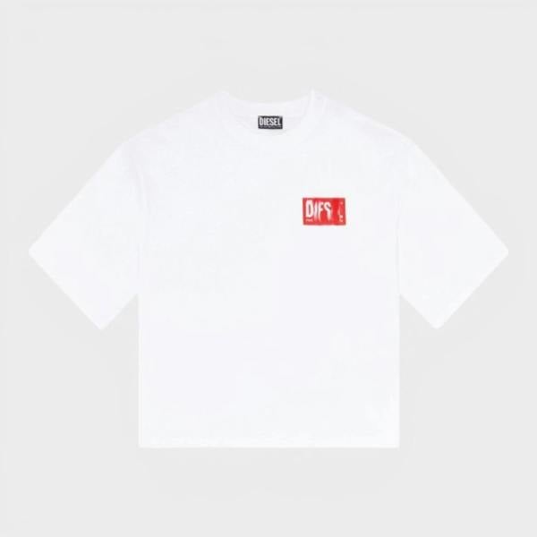 Diesel T-Rowylabel T-Shirt White Red