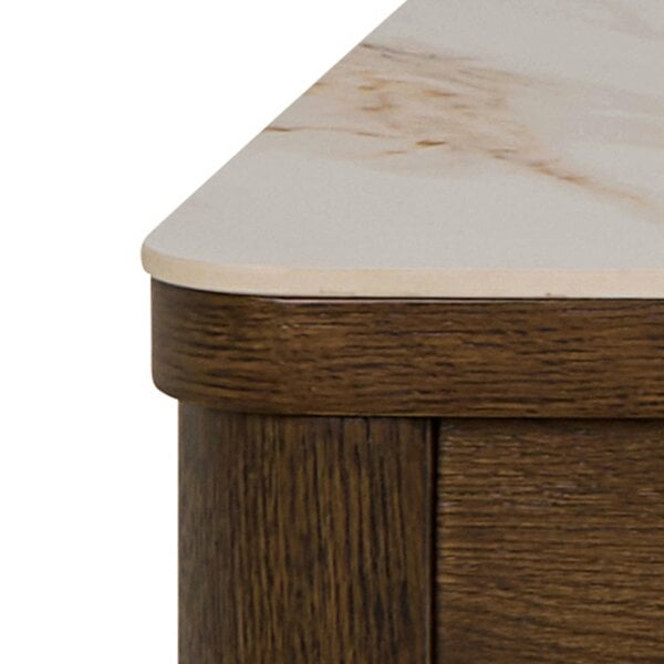 Wyld Haus Cork 180cm Rectangular Cream Ceramic Dining Table with Oak Veneer Base