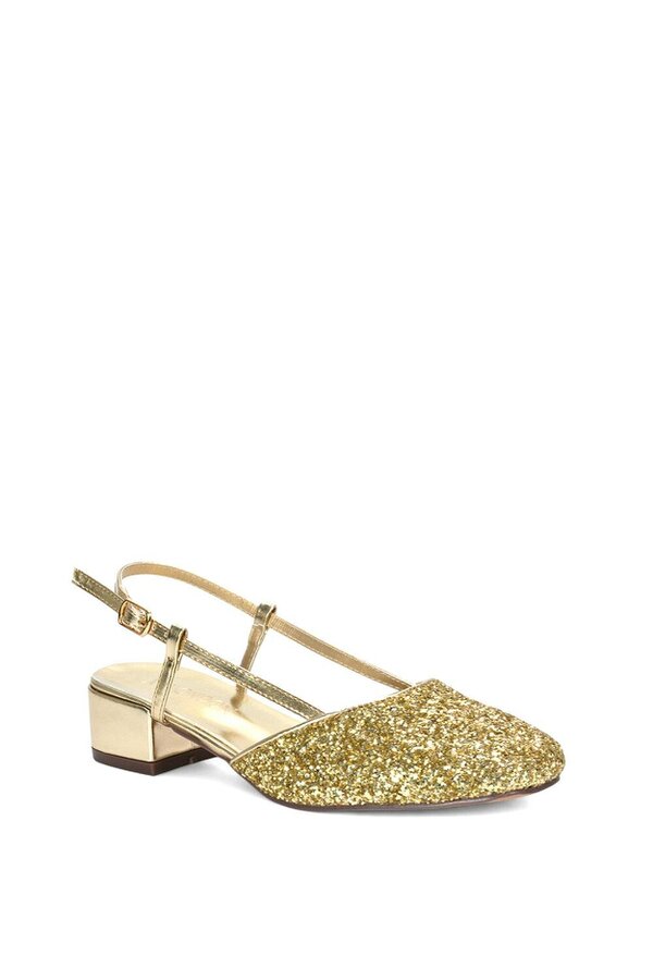 XY LONDON Slingback Court Shoes With Low Block Heel