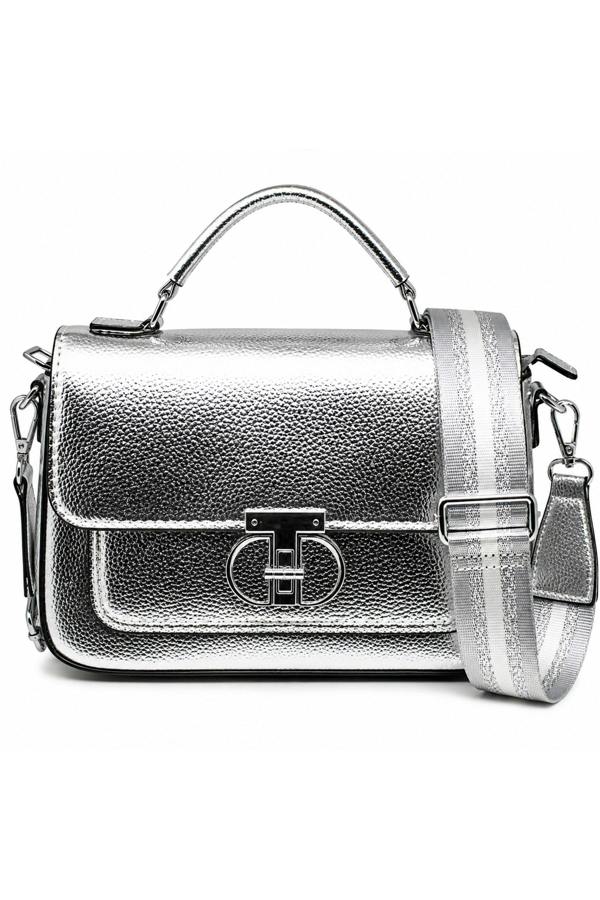 Kitise Metallic Crossbody Bag with Adjustable Wide Strap Turn Lock