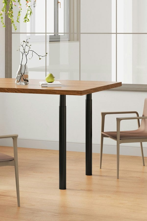 Living and Home 72cm/28.35 inch 4Pcs Black Round Metal Table Legs with Plastic Foot Pads Furniture Replacement Legs for Dining Table Dressing Table