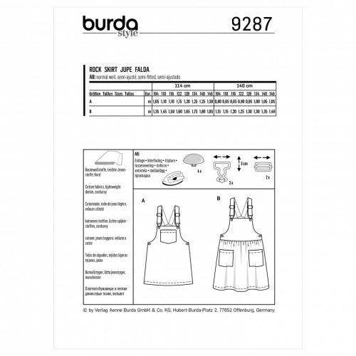 Burda Sewing Pattern 9287 Dresses and Pinafores For Kids, 104 to 146 - Intermediate
