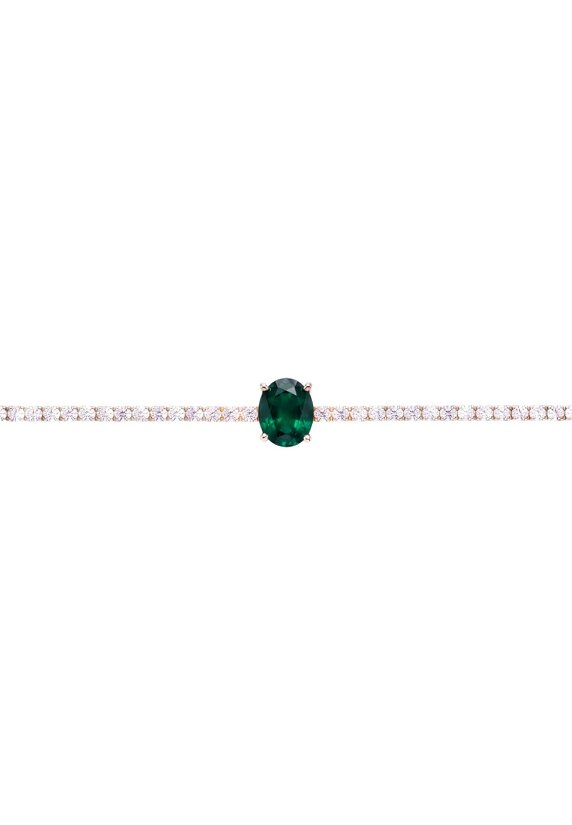 Latelita Garbo Oval Gemstone Tennis Bracelet Emerald Silver