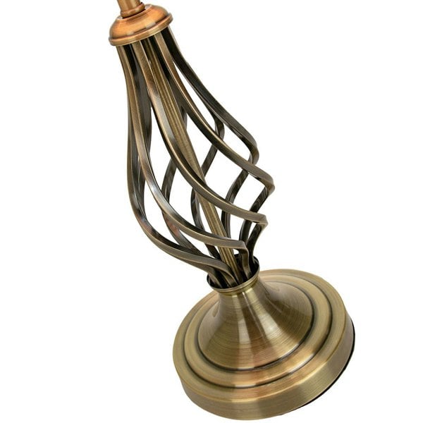 Traditional Antique Brass Table Lamp with Barley Twist Base and Linen Shade Image 3