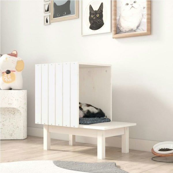 Berkfield Cat House White 60x36x60 cm Solid Wood Pine