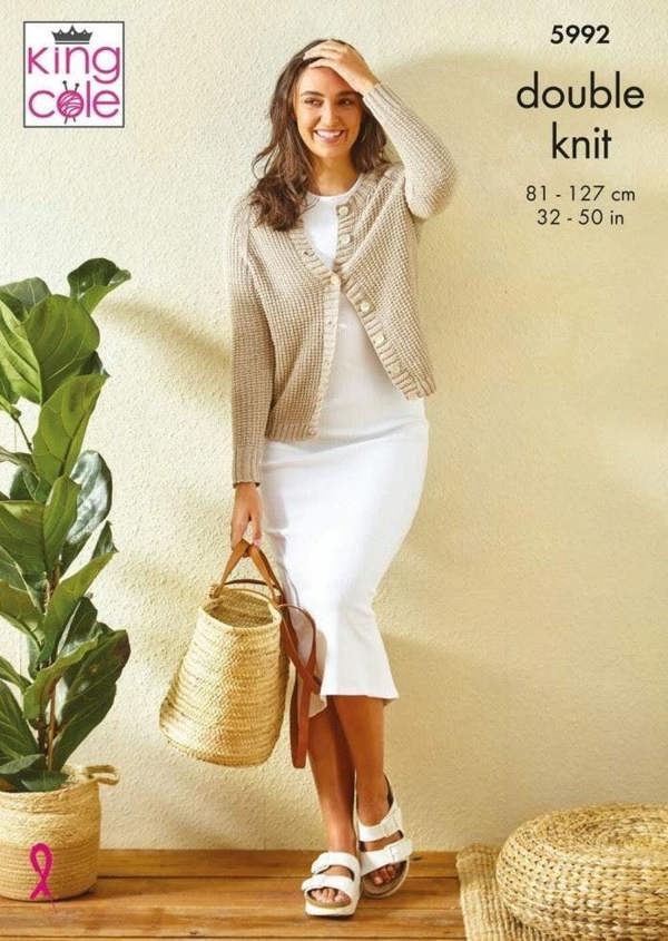 King Cole Linendale DK Knitting Pattern 5992, Cardigans for Women, 32 - 50 Inches